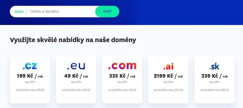 REGISTRACE DOMÉNY Volná doména